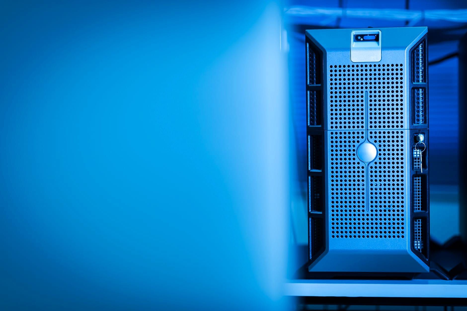 Rows of equipment in a modern data centre.